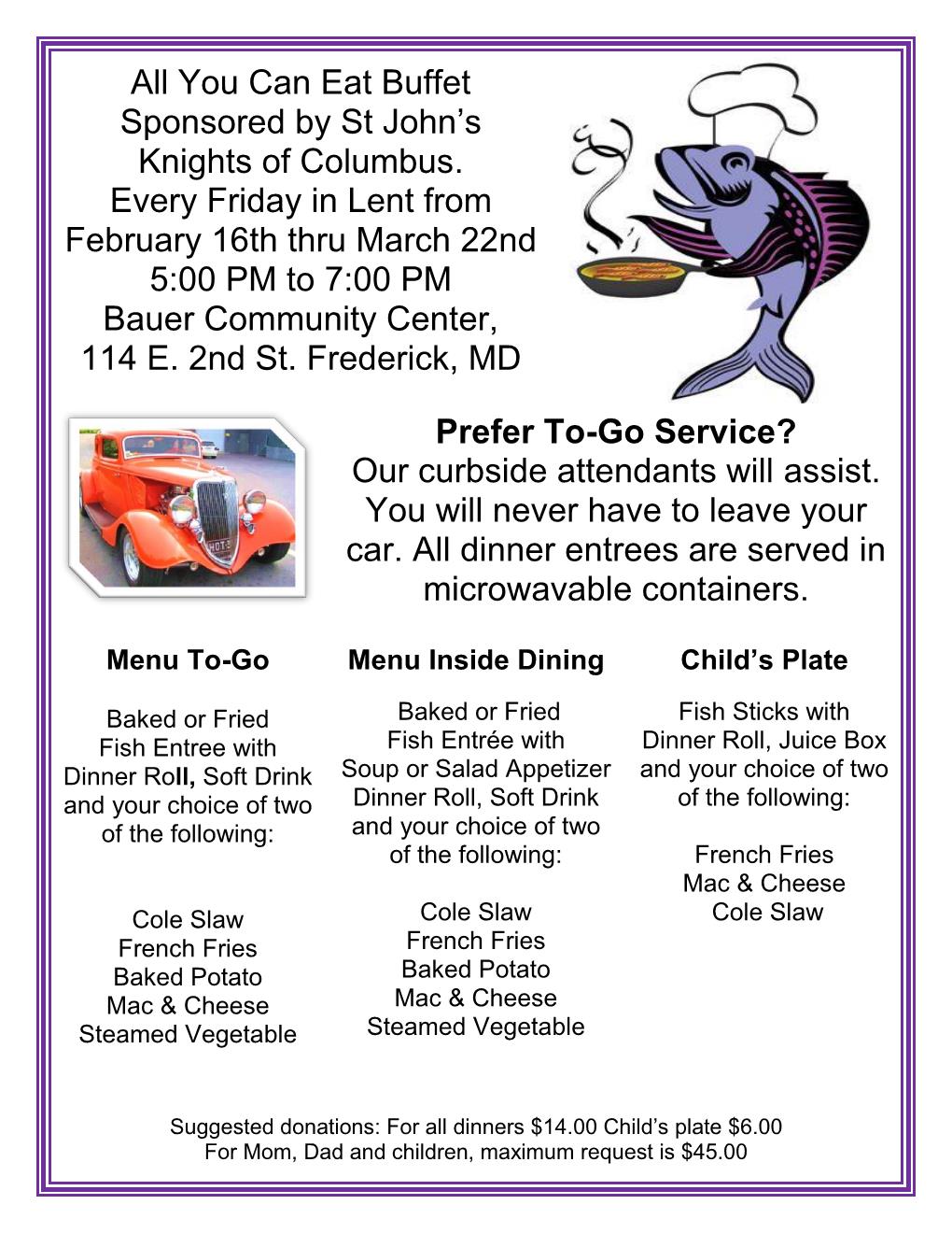 Annual Lenten Friday Fish Dinners, St. John the Evangelist Church